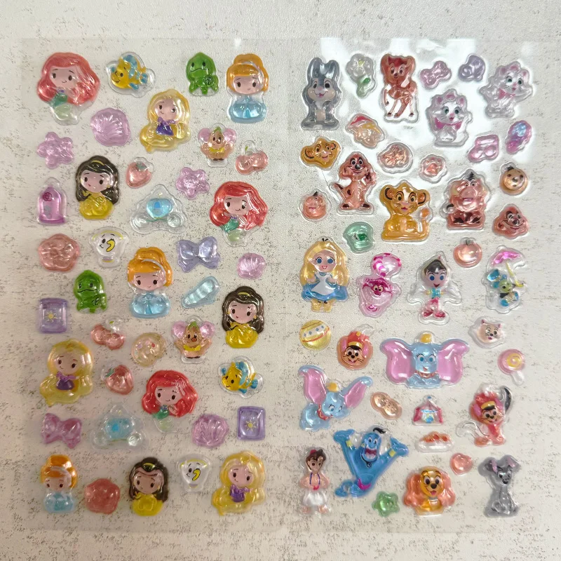 

Disney Princess Sticker Cartoon Dumbo Marie Zootopia 3D Relief Crystal Sticker Diy Phone Case Scrapbook Boy Girl Reward Sticker