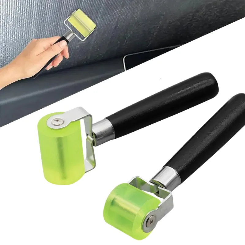 2pc Car Stereo Sound Deadening Roller Tool Push Wheel for Soundproofing Cotton Installation Durable Rubber Applicator Black