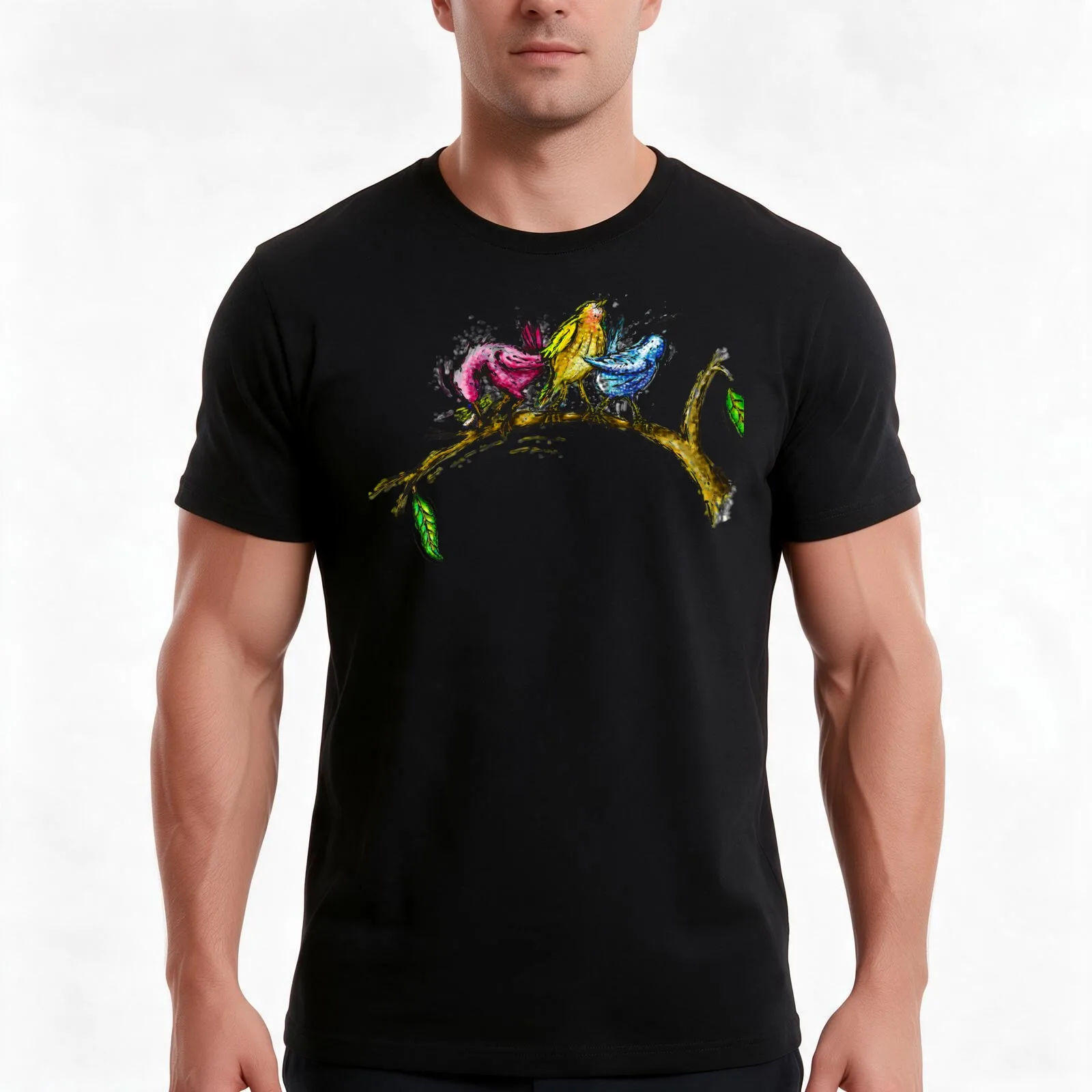 The candid 3 little birds T-Shirt Summer Casual Cotton Tee Oversized Streetwear Tops Vintage Graphic Print Unisex Men Women
