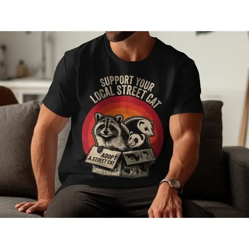 Emotional Support Raccoon Summer Opossum Vintage Meme Lover T Shirt Retro Adult Nostalgia
