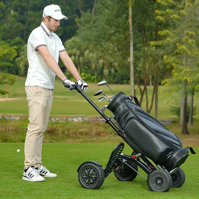 High Quality Mini Folding Golf Electric Trolley Push Cart Lightweight Aluminium Golf Scooter 1600W Brushless Motor Lithium