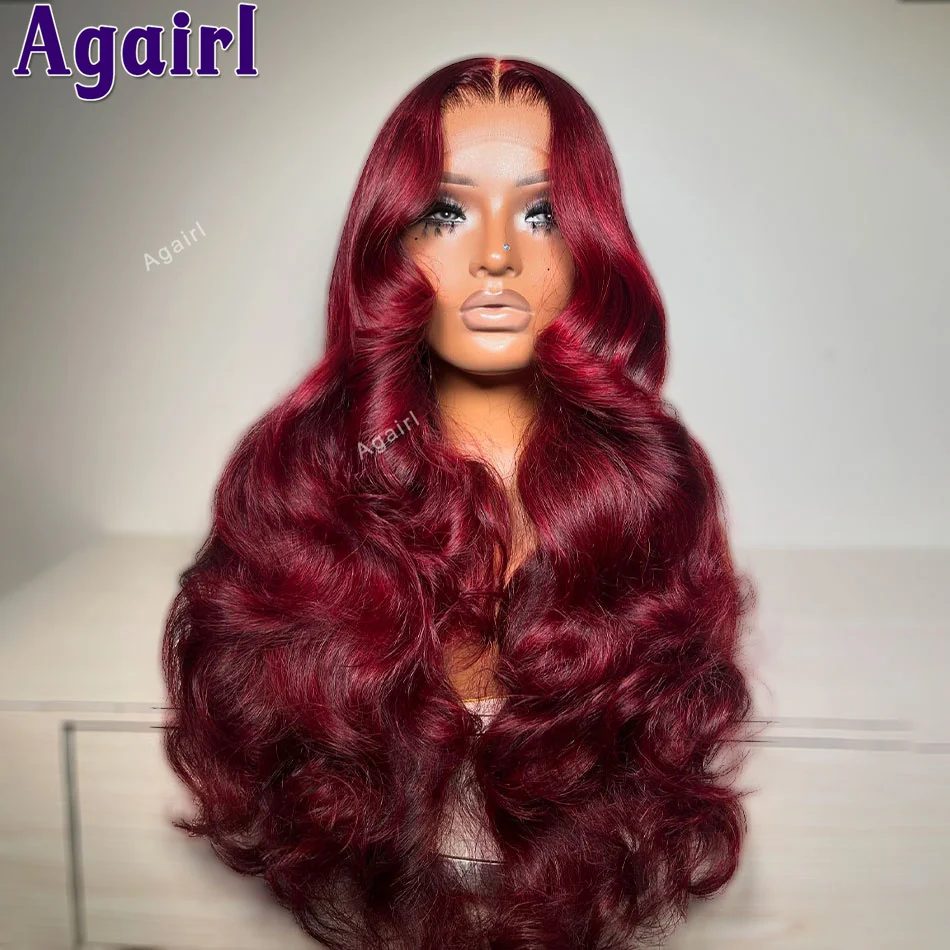 

30 32Inch Burgundy Red 99J Colored 13x6 13x4 Lace Front Body Wave Wig Brazilian 100% Human Hair Lace Frontal Wigs For Women 200%