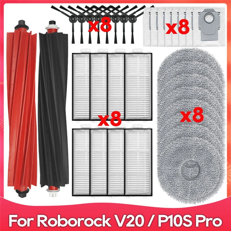

ABEZ для Roborock Qrevo Master/Qrevo, тонкая роликовая боковая щетка, фильтр Hepa, швабра, тканевые мешки для пыли, аксессуары, детали
