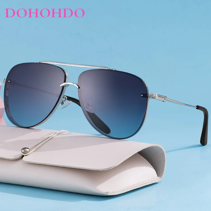 

Fashion Designer Metal Twin Bridge Pilot Sunglasses Women Popular Retro Punk Classic Men Eyewear Driving Shade Sunglasses UV400