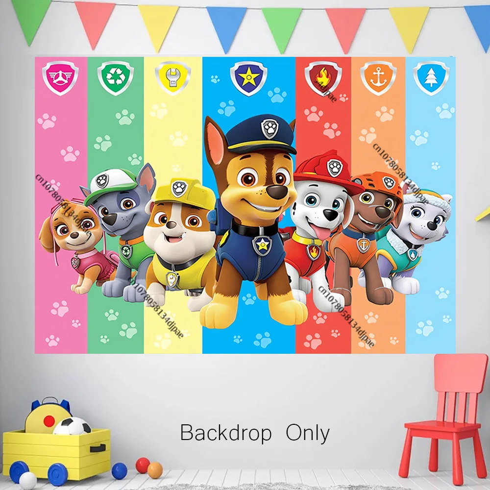 Paw Patrol Achtergrond Achtervolging Marshall Skye Samen Kinderen Verjaardagsfeestje Achtergrond De Uitkijk Miauw Team Banner Fotoleverancier