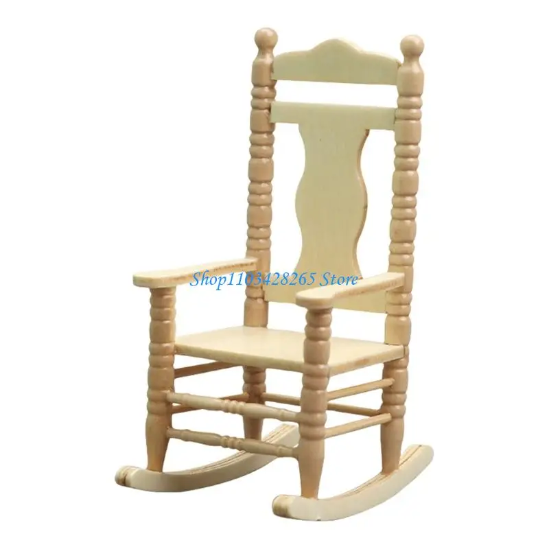 

G2TE Display Model Rocking Chair for Doll House Realistic Mini Size Collection Toy