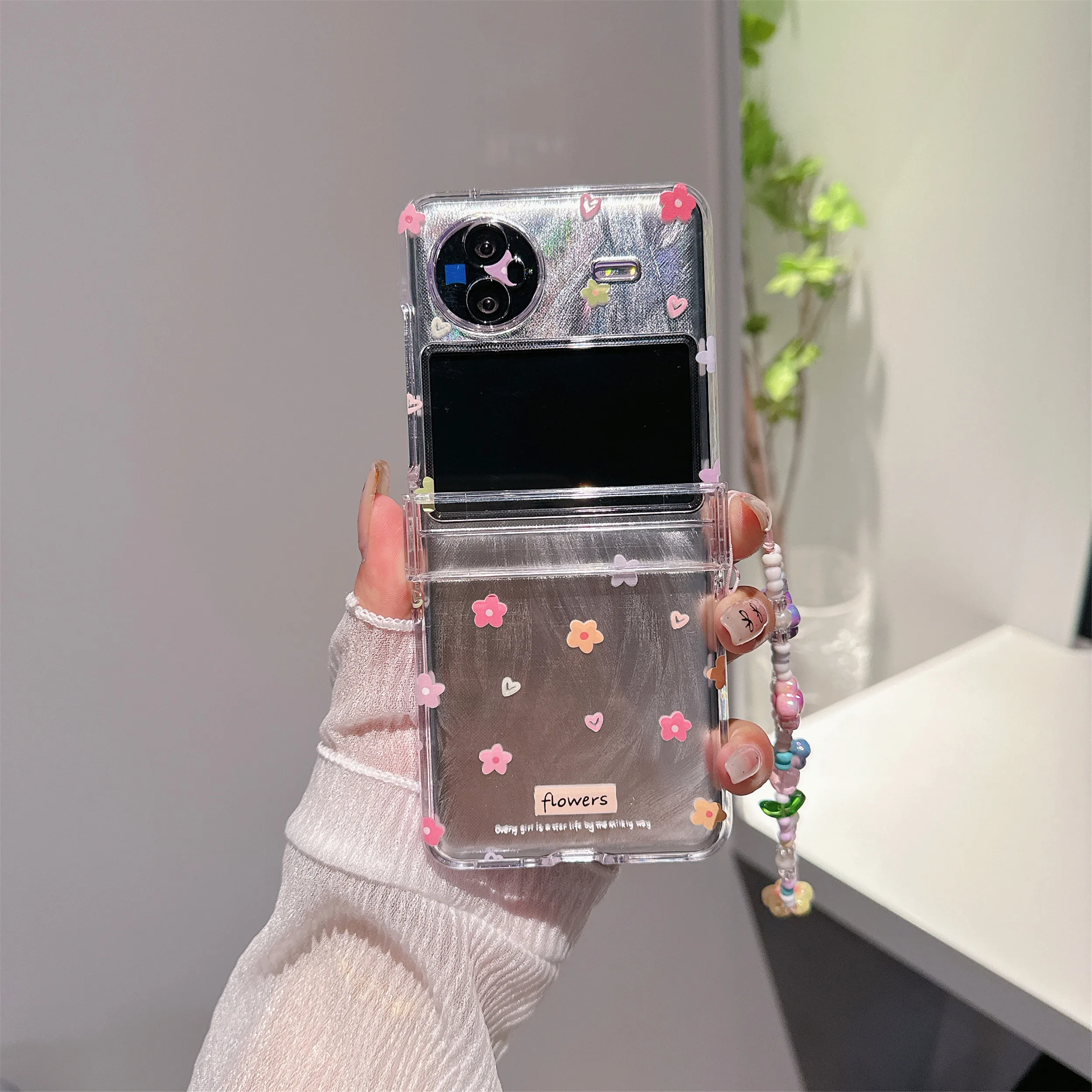 다채로운 꽃 패턴 손목 밴드 전화 케이스 이미지