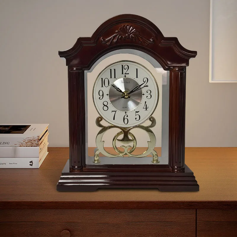 Retro Desk Clock Living Room Desktop Pendulum Clocks Bedroom Bedside Table Silent Watch Luxury Home Decoration Accessories