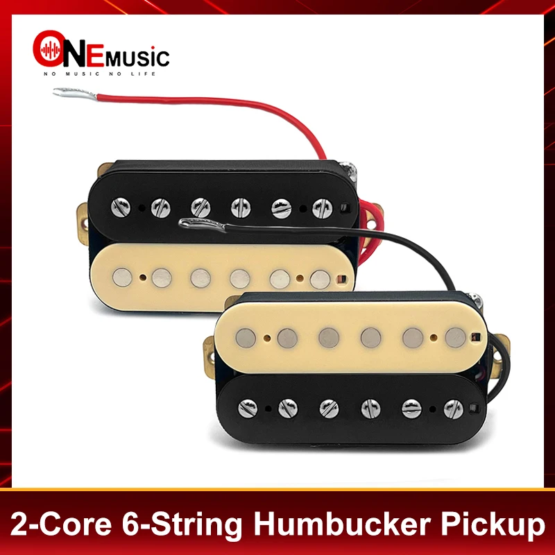 6-String Dual Coil Pickup Adjustable/Fixed Pole Piece Ceramic Bar Magnet 2-Core Zebra Colour Pickup