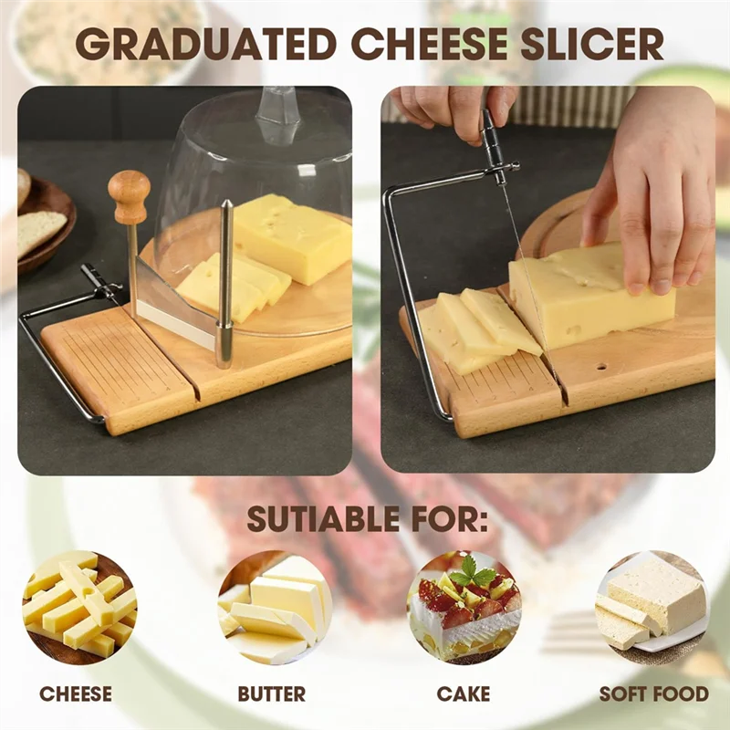 GTBL Adjustable Wood Cheese Curler And Slicer For Hard & Soft Cheeses - Precision Cheese Cutting Tool