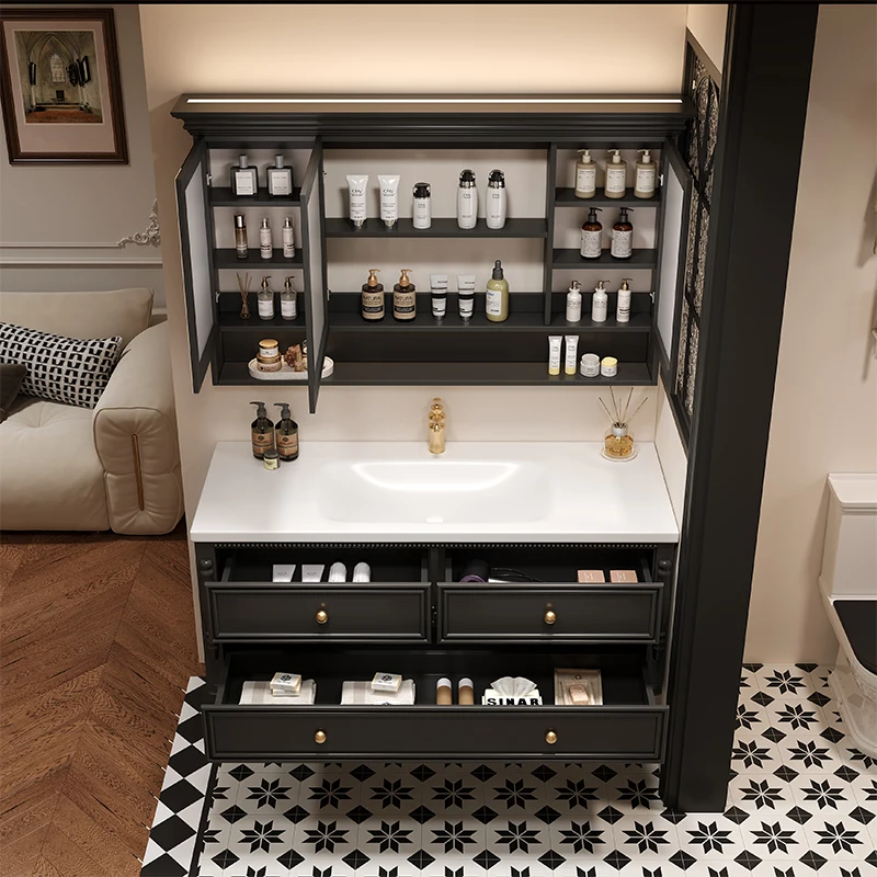 Armadietto da bagno retrò francese Decorazioni salvaspazio Divisioni Armadio Vanity Cucina Display Archivadores Mobili per la casa