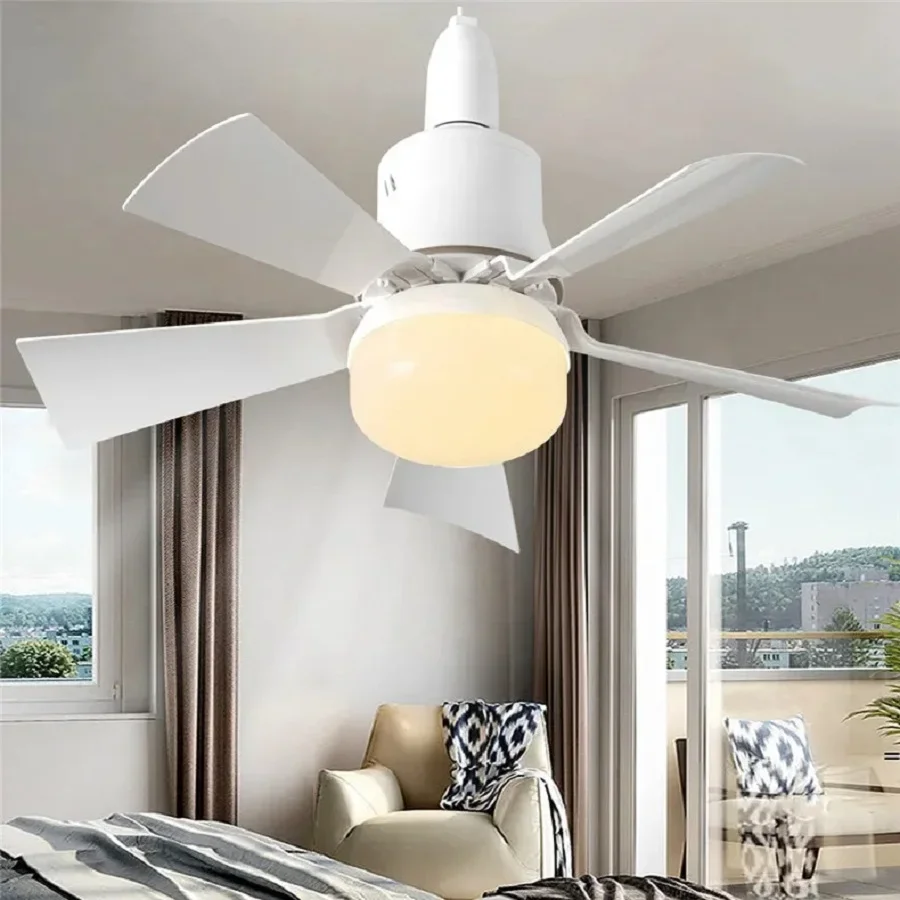 Ventilador de techo silencioso eléctrico, lámpara de noche con Control remoto, luces para sala de estar y dormitorio, E27