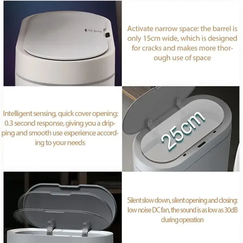 7L Automatic Sensor Trash Can Electronic Smart Household Bathroom Toilet Waterproof Narrow Dustbin Kitchen Induction Garbage Bin