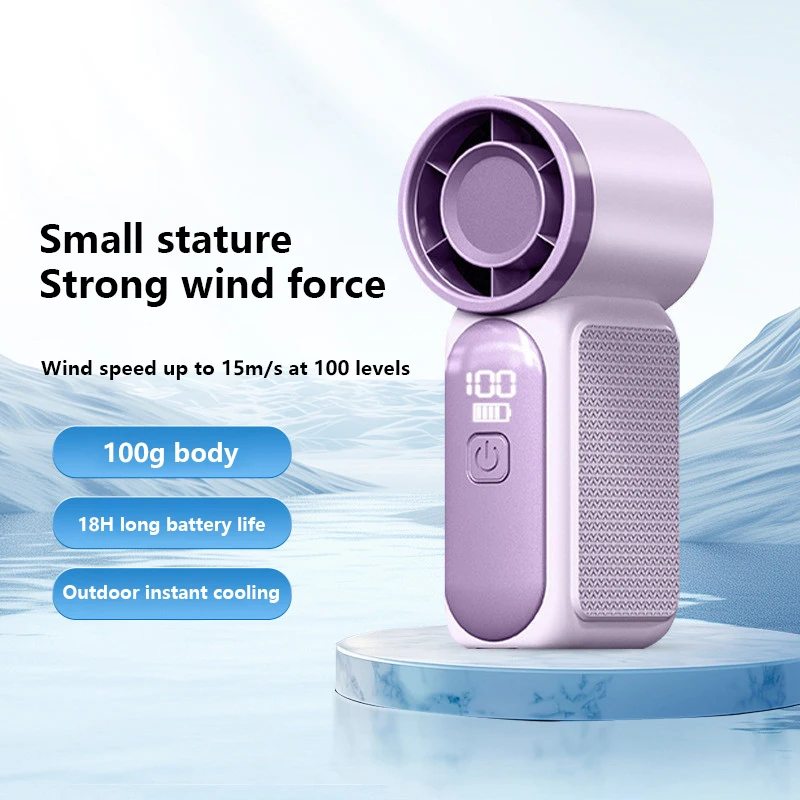 Mini Handheld Fan Max 10m/s Wind Speed 5 Adjustable Speeds Foldable AI Chip Type C Recharge Long Lasting Turbo Cooling Fan