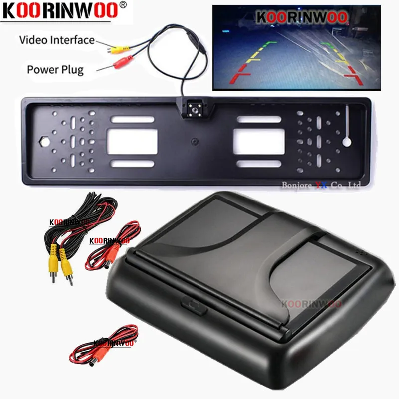 

Parking Foldable 4.3" Monitor System Auto Cam With 4 LED Light Night Vision Car HD European License Plate Frame Rear View Camera