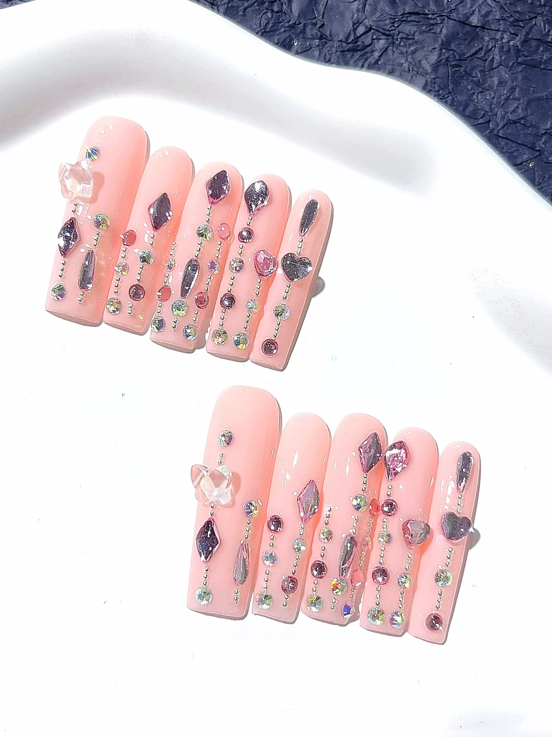 

Steel Ball Inlaid with Diamonds, Medium-Length Water Pipe Fashion Nail Art (Jsa28)