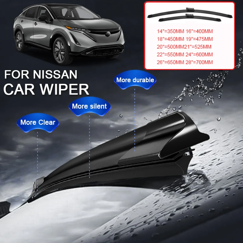 2PCS Car Blade Windshield Rubber Wiper Auto Accessories For NISSAN Altima ARIYA JUKE LEAF MARCH MICRA NOTE NV200 SENTRA VERSA