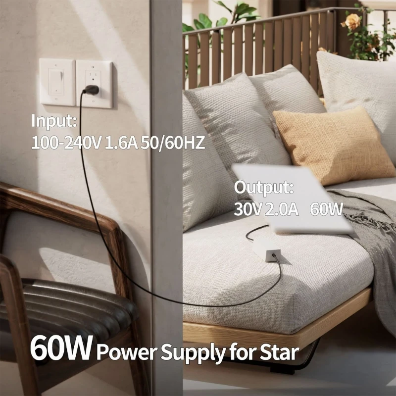 Alternating Current Power Adapter For Link Mini, 60W 30V 2A Output AC100-240V Input, US 2Prong Wall Plug with 1.5M Attached H8WD