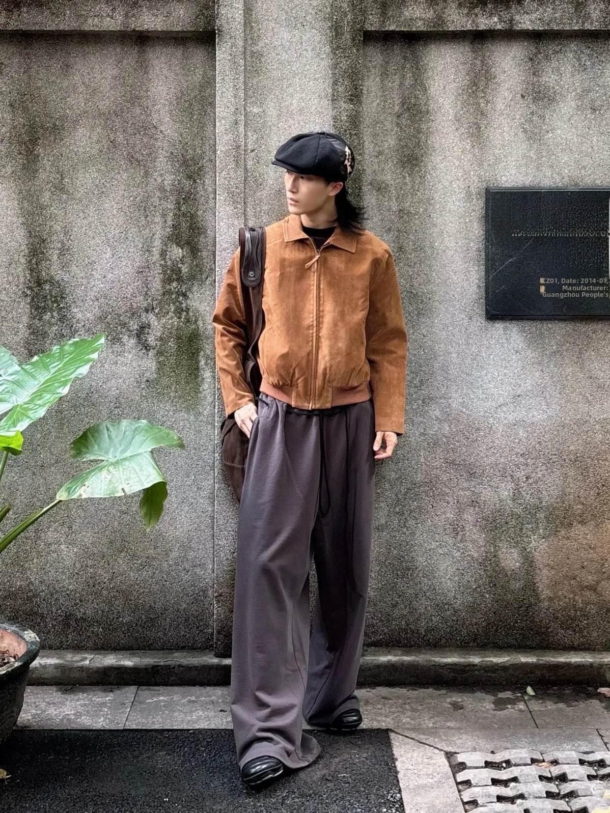 

Brown Suede ort Fit oulder Stand Collar Workwear Jaet Ameika Sle Retro Flight Utili Coat for Youth Daily Wear