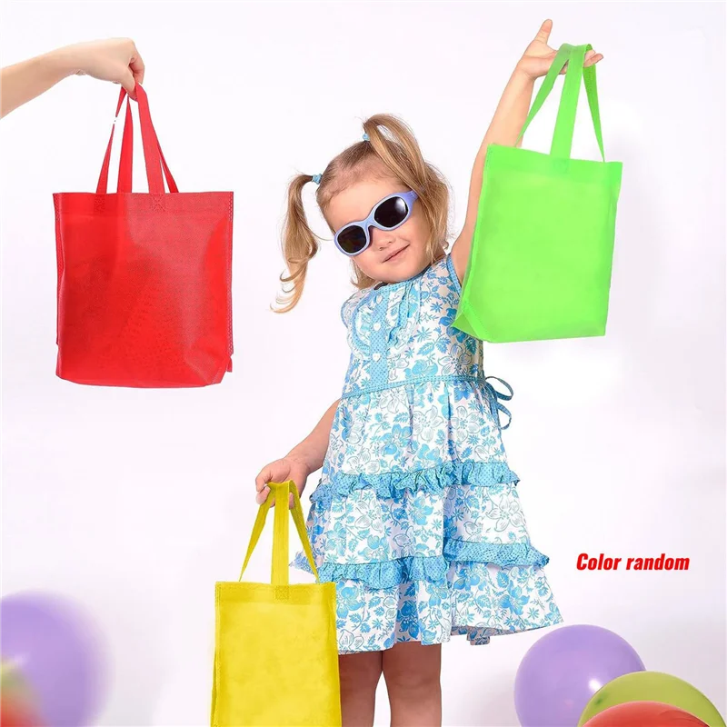 

【Flash Sale】100 Pieces Non Woven Reusable Bags Multi Color Tote Gift Bags Colored Blank Tote Bags Bulk Fabric Grocery Bags