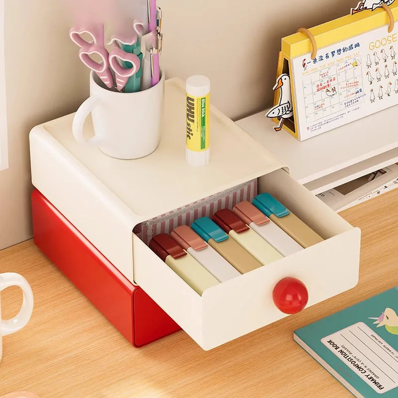 Dopamine Desk Organizer Box Stackable Dust-proof Desktop Storage Boxes Drawer Large Capacity Stationery Storage Rack