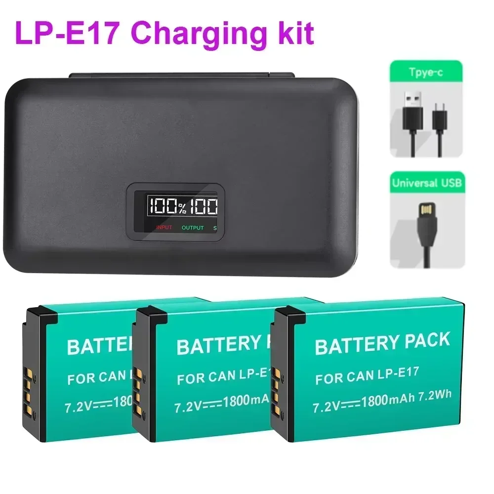 1800mAh LPE17 LP E17 LP-E17 Battery +LCD USB Charger For Canon EOS RP 200D M3 M6 750D 760D T6i T6s 800D 8000D Kiss X8i Camera