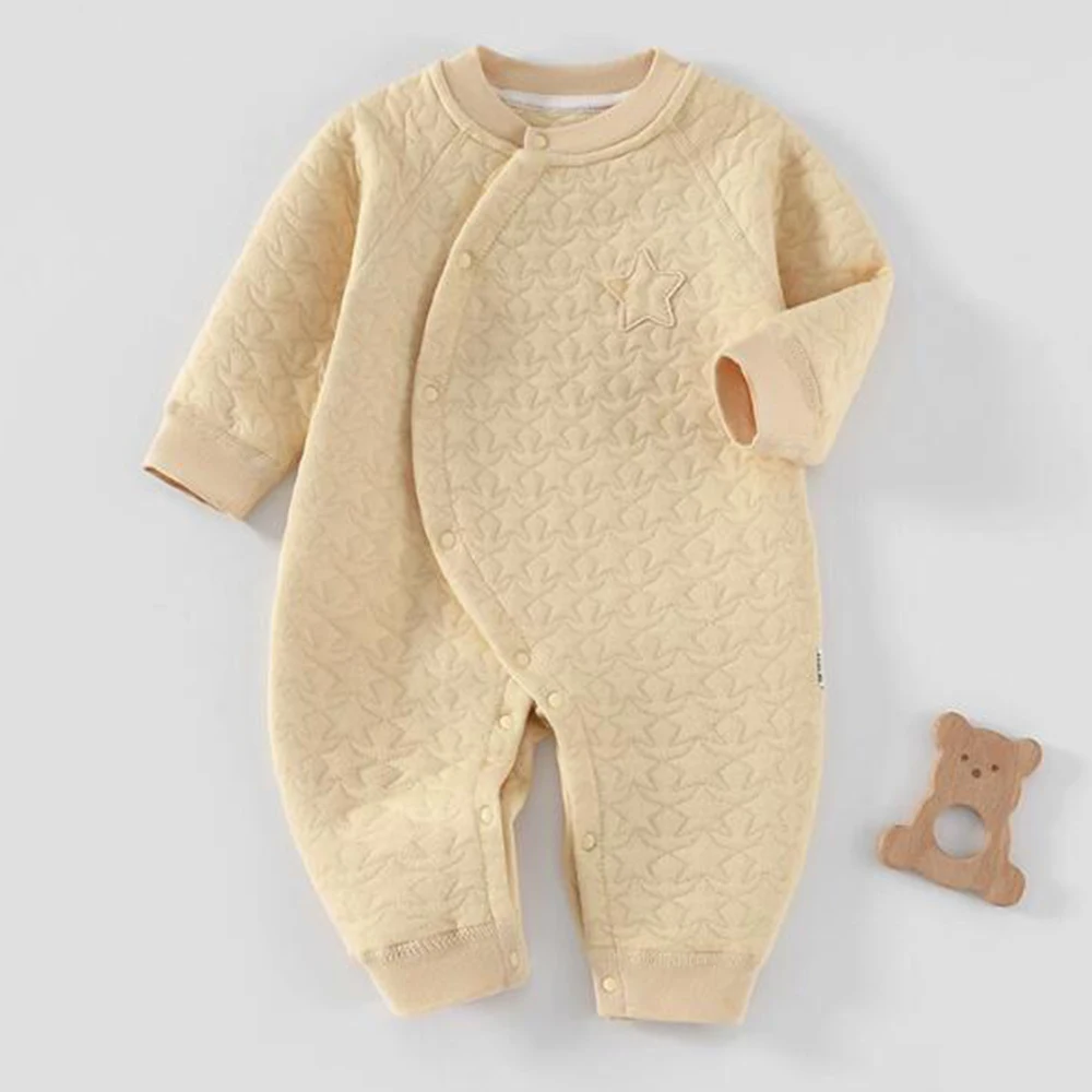 Winter Clothes For Baby Boy Quilted Warm Autumn Baby Girl Romper Long Sleeve Solid Color Unisex Newborn Jumpsuits