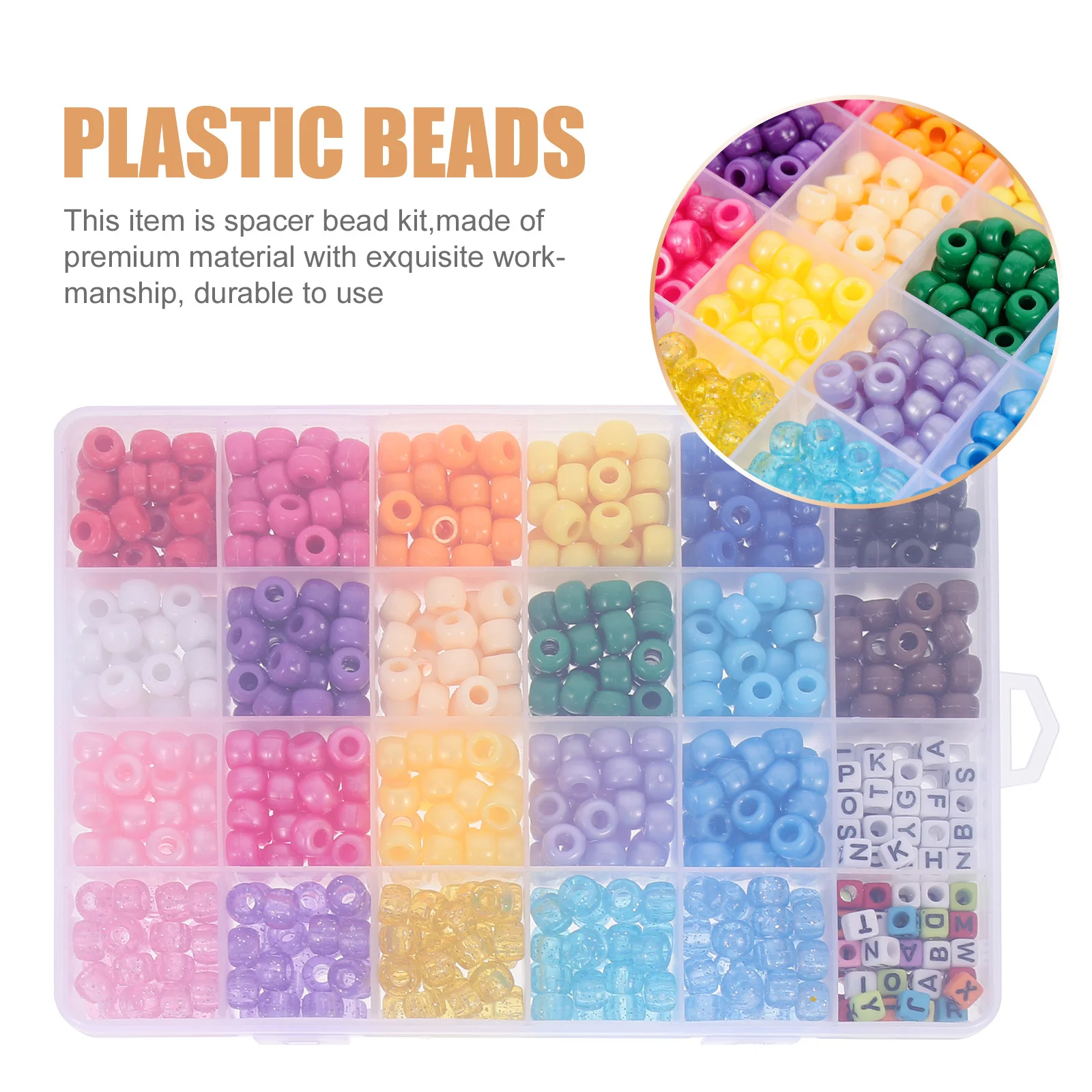 1Set Acrylic Beads Spacer Kit Premium Material DIY Necklace Bracelet Craft Accessories Smooth Surface Rounded Edges Exquisite