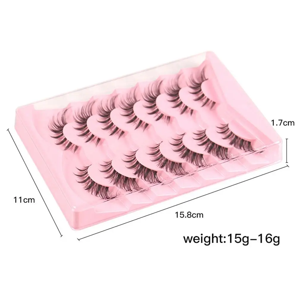 7 pairs/box Mink-like Hair Simulation Cat Eye Eyelashes Eye Elongated Wispy Faux Fluffy Cat Eye False Eyelashes