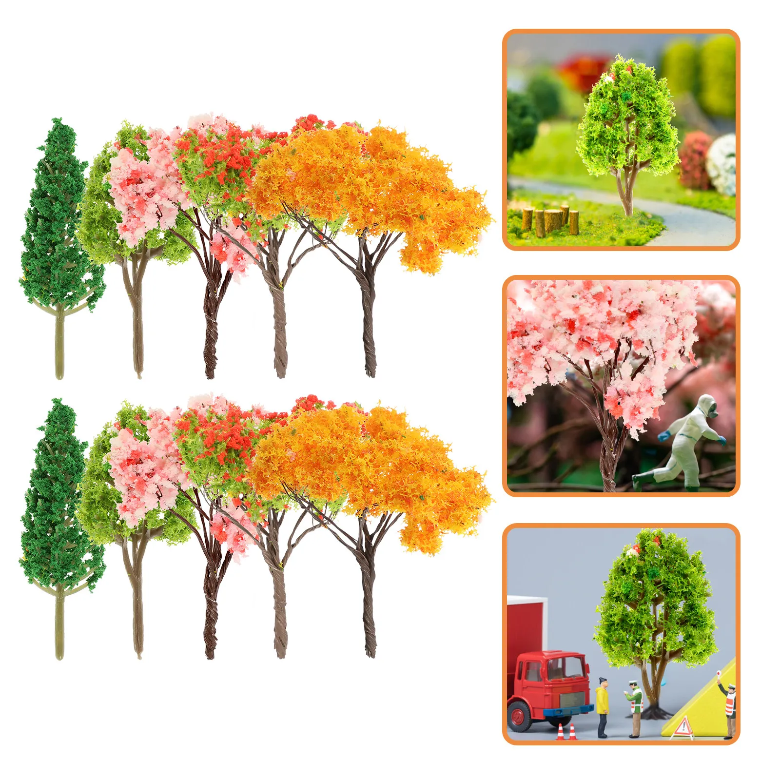 

10Pcs Miniature Landscape Trees DIY Sand Table Decoration Plastic Green Scenery Scene for Train Layout Architectural Scenery
