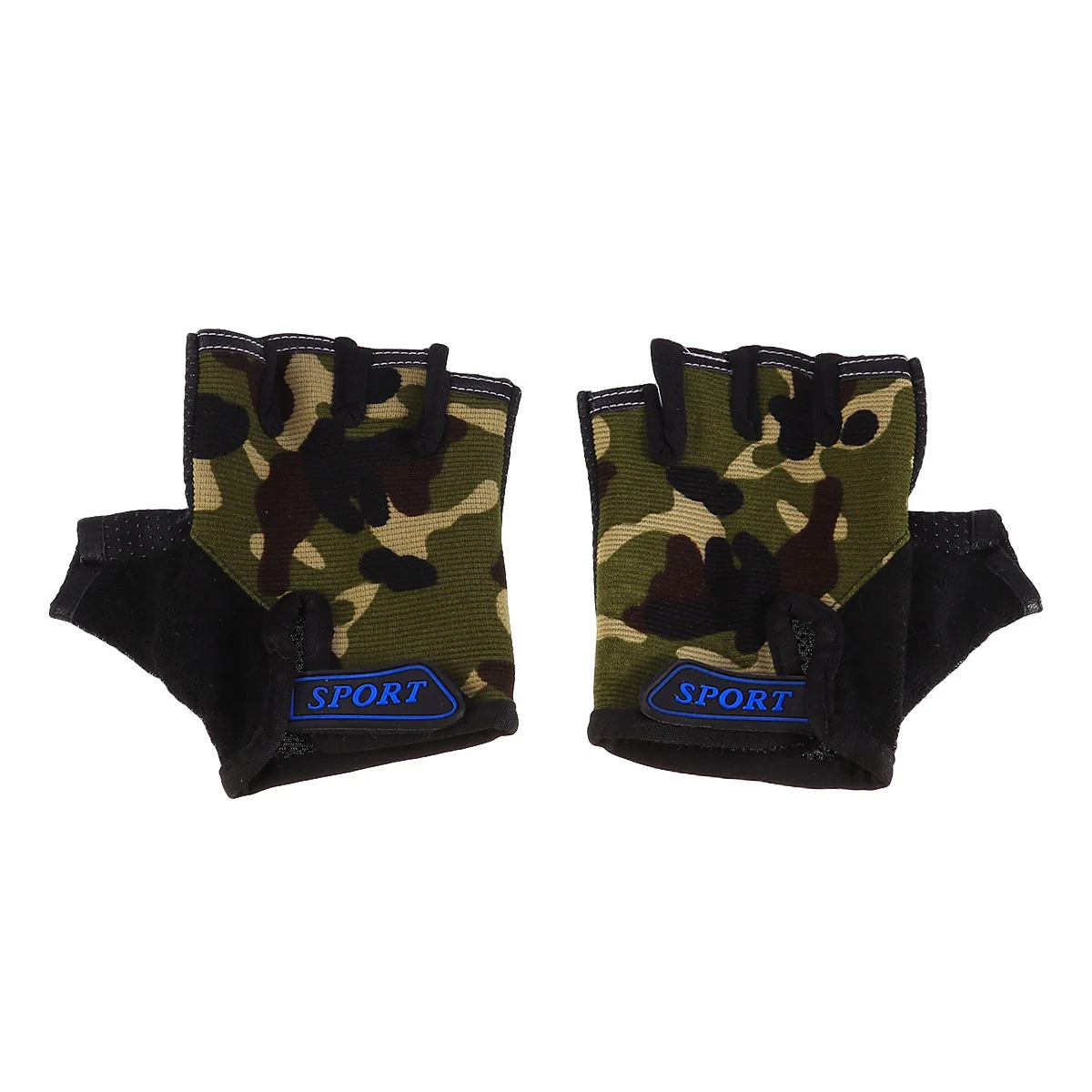 1 Pair Kids Sports Half Finger Sports Mountain Climbing Gloves Cycling Gloves for Children (Camouflage)