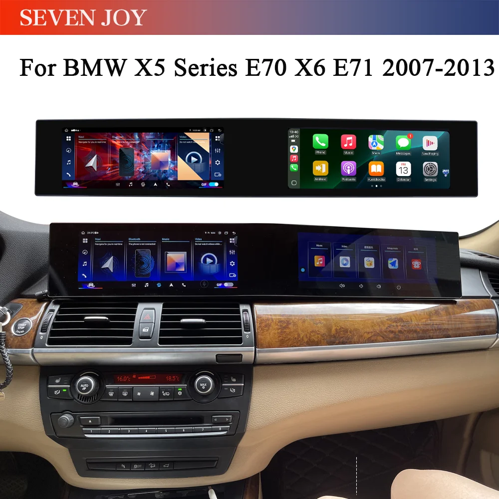 21 Inch Dual Screen Carplay Android 14 For BMW X5 Series E70 X6 E71 Car Multimedia Player GPS Navigation Car Radio Media Unit