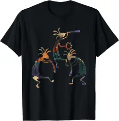 Funny Kokopelli Native Tribe Musicians Trio T-Shirt 100% Cotton O-Neck Summer Short Sleeve Casual Mens T-shirt Size S-3XL