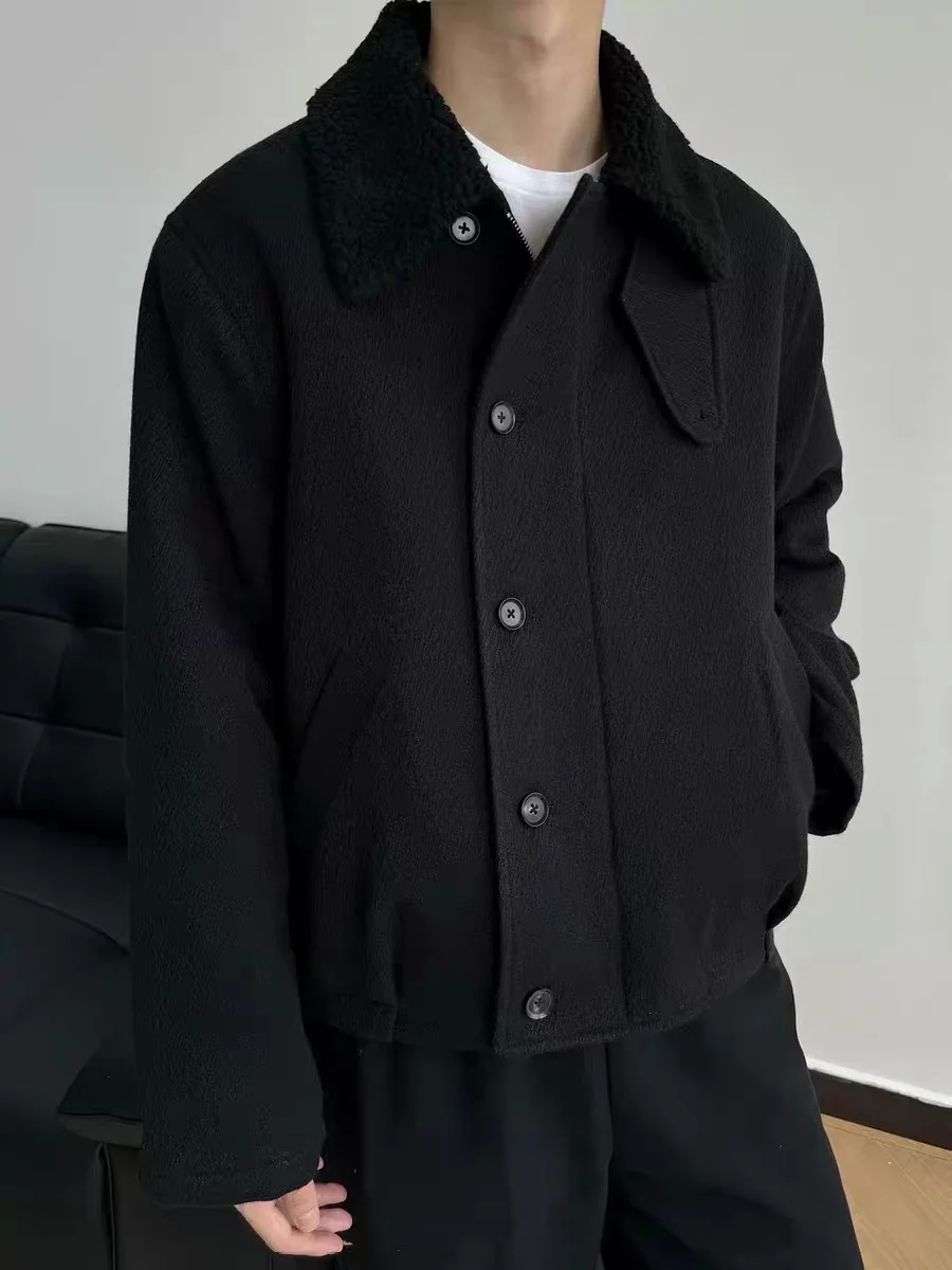 معطف شتوي كاجوال للرجال من فراء الضأن الدافئ مبطن من القطن Jaet مع ياقة ex Long Sve فضفاض مناسب للشباب