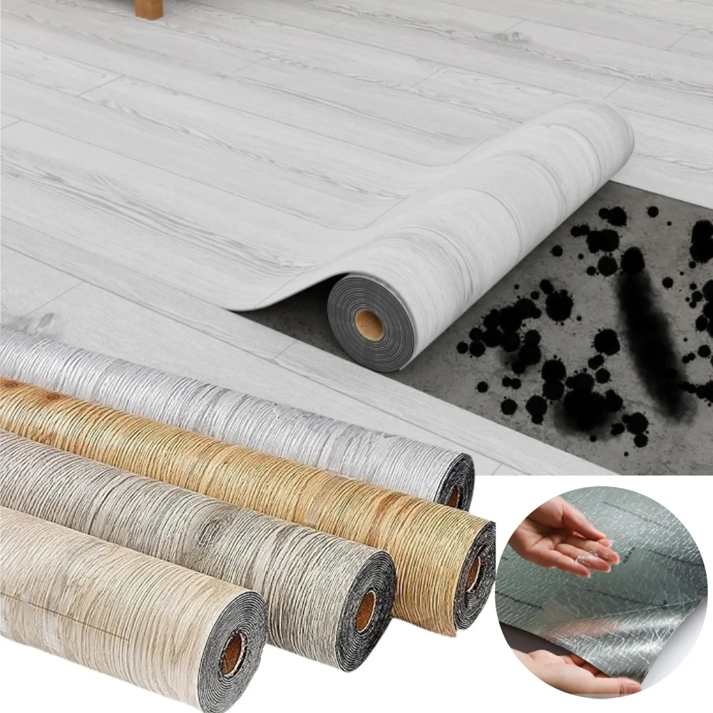 1pc Self-adhesive Wood Grain Floor Sticker Thickened Wall Sticker forLiving Room Bathroom Kitchen metope Home Decor Floor Sticke
