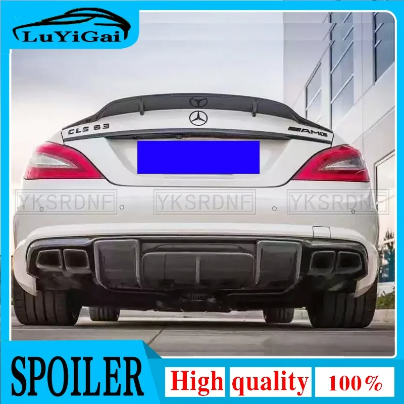 For Mercedes Benz CLS Class W218 CLS350 CLS63 AMG Bumper Carbon Fiber Rear Trunk Diffuser 2011~2014