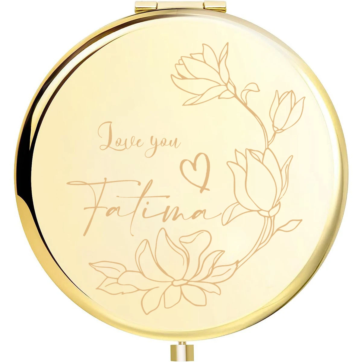 1pc home decor lotus Personalized Name Round Circle Mirror Folding Mirror Makeup Mirror Mirror With Name Wedding Party Gifts
