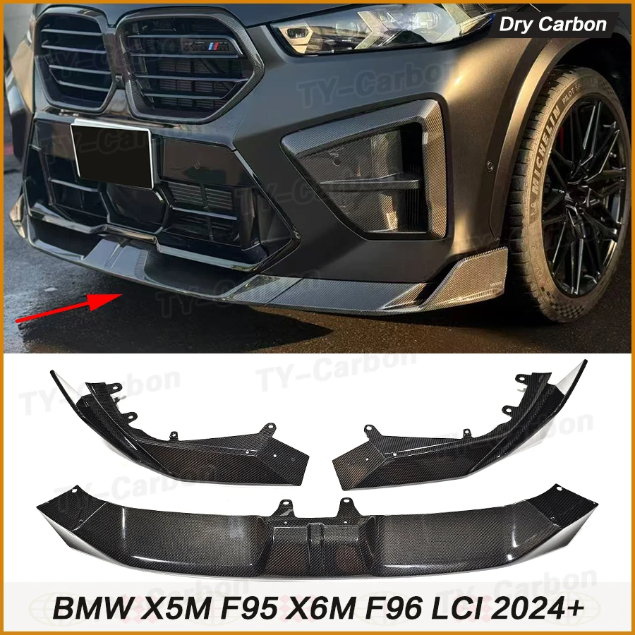 

Dry Carbon Fiber Car Front Bumper Lip Spoiler for BMW F95 X5M F96 X6M LCI 2024+ Front Bumper Lip Spoiler Chin Car Body Kits