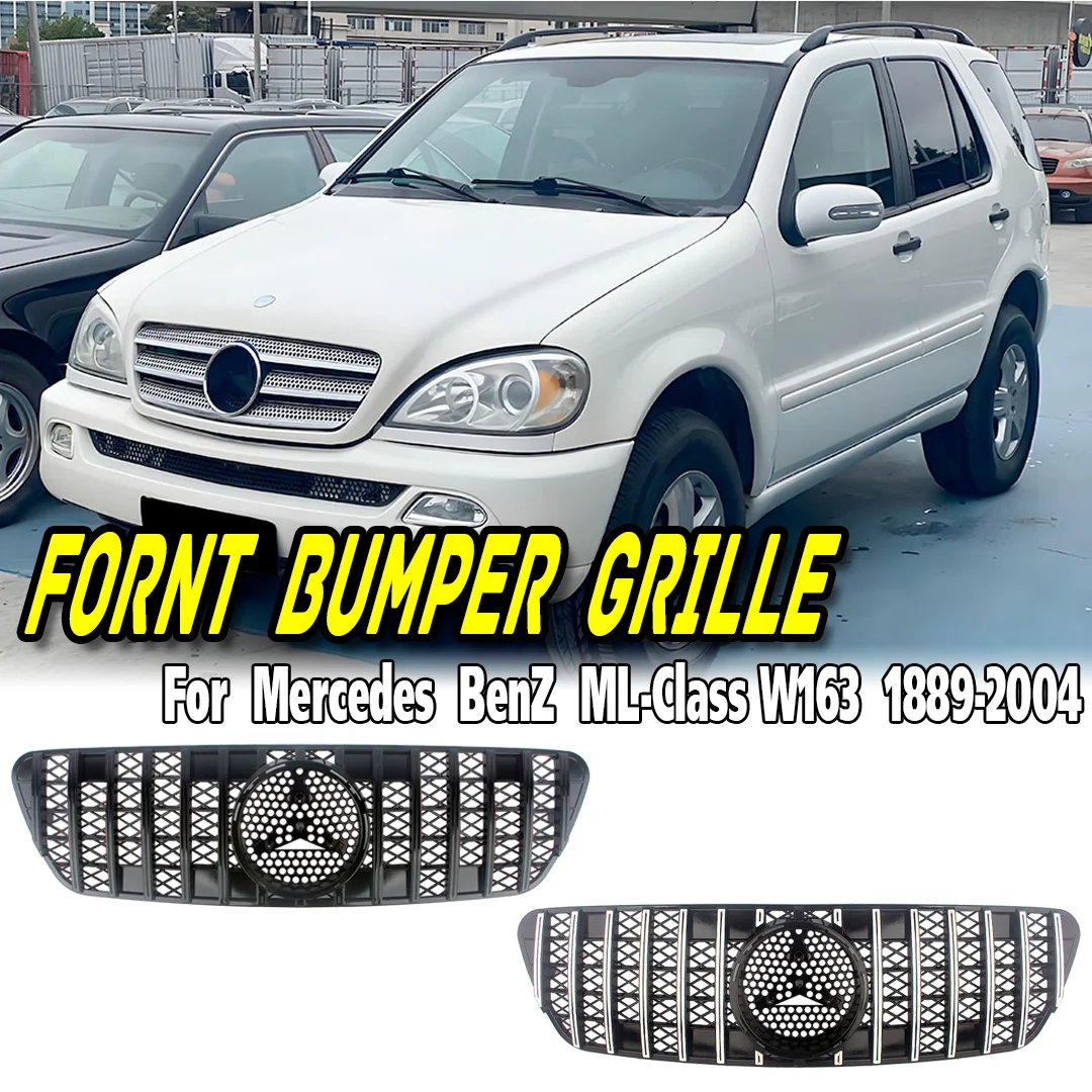 Front Grille Radiator Grille For Mercedes W163 ML320 ML350 1998-2004 Upper Chrome Grill Replacement ML430 ML270