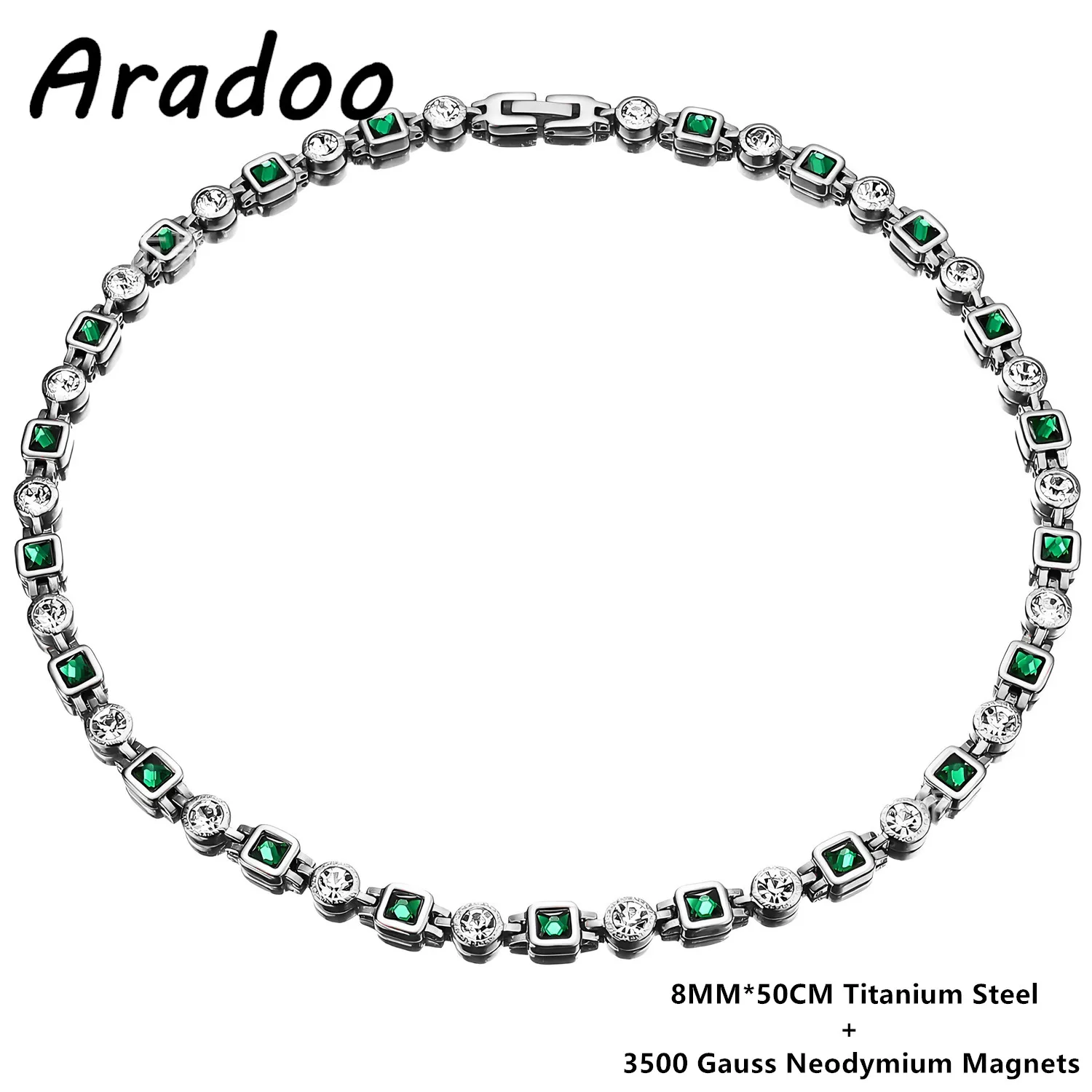 ARADOO Crystal Cubic Zirconia Titanium Steel Necklace for Women Affordable Luxury Style Magnetic Collar Jewelry Gifts