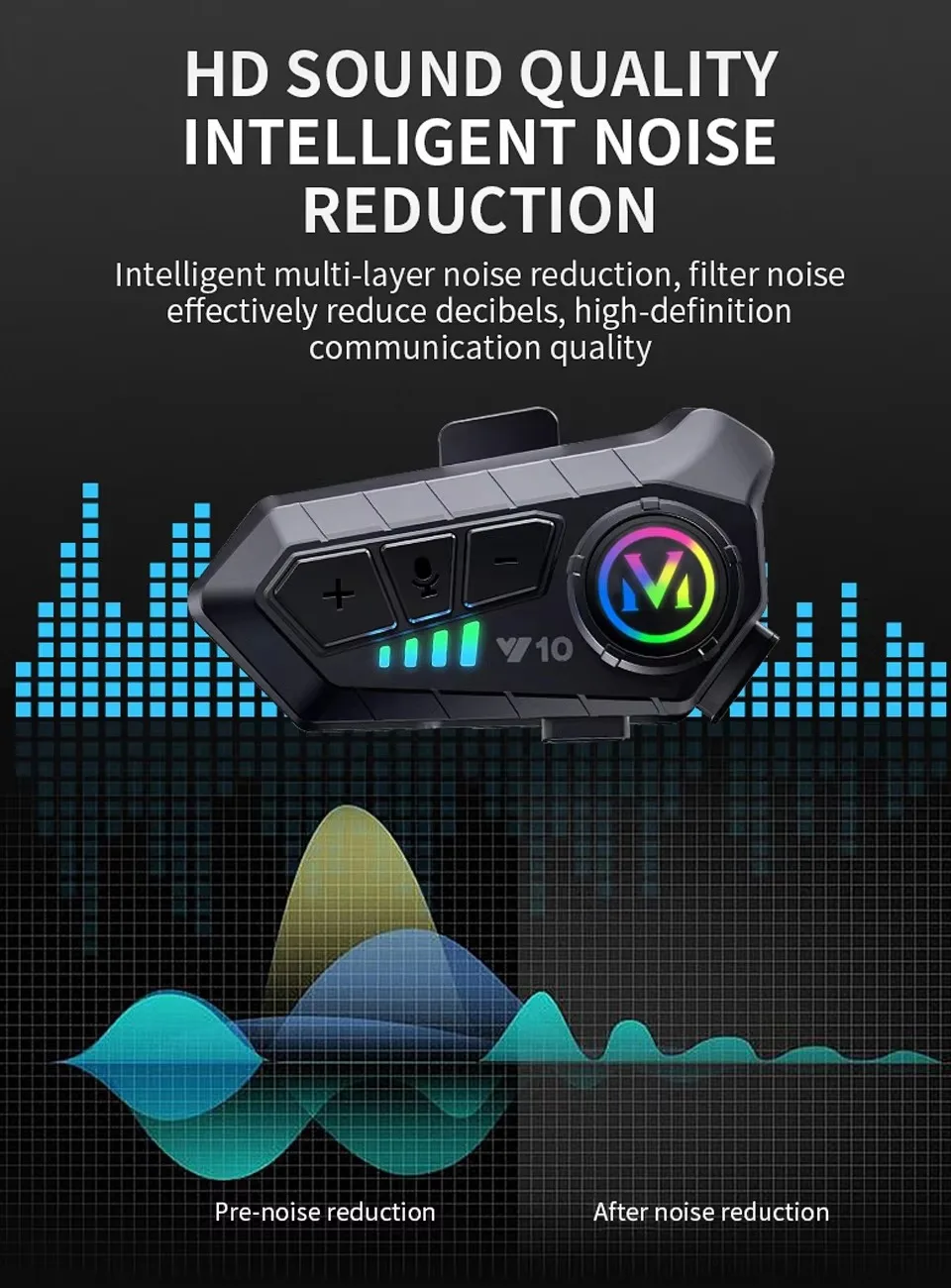 Motorradhelm-Headset, kabellose Bluetooth-Kopfhörer, Stereo mit Mikrofon, für Motorrad, Outdoor, Radfahren, Musik, Helm-Headset ohne Intercom – Detail 8