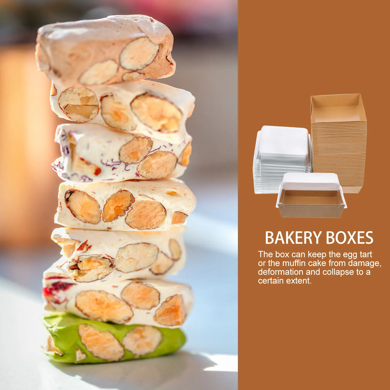 

50Pcs Clear Lid Dessert Boxes Small Cake Containers Bakery Packaging Safe Kraft Paper Delicate Appearance Bakery Boxes