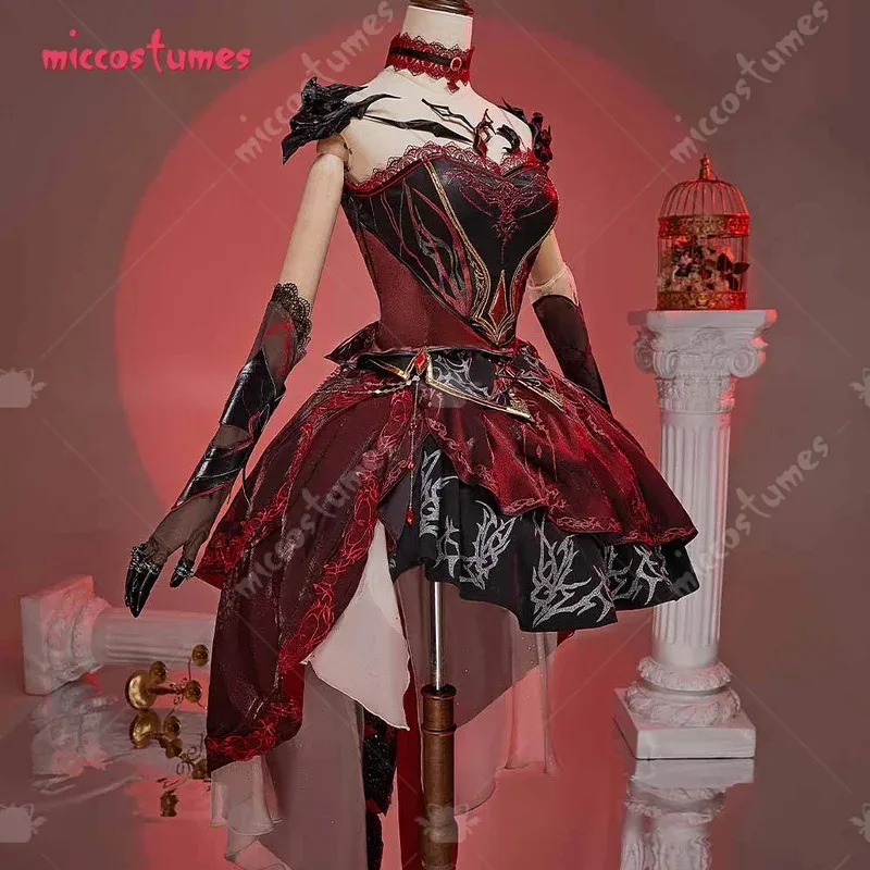 أزياء Cymiccostumes النسائية التأثيرية MC ملابس قتالية قرمزي العاطفة Abysm مجموعة تنورة علوية أزياء الهالوين التأثيرية