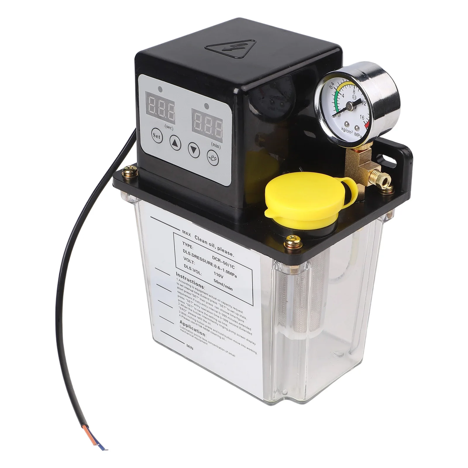 110V Automatic Lubricating Pump Electronic Display Operation Pump 1 Liter Capacity Electronic Display Panel Encrypted Oil Cap