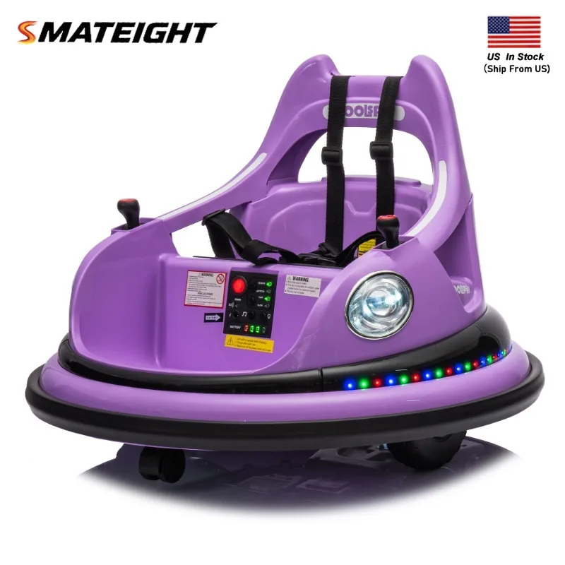 12V ride on bumper car for kids,electric car for kids Remote Control, LED Lights, Bluetooth & 360 Degree Spin