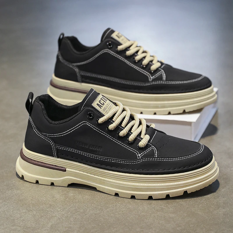 

2025 Viral Men's Fashion Sneakers - Chunky Sole Hong Kong Style Height Boost Breathable Comfortable Daily Commute