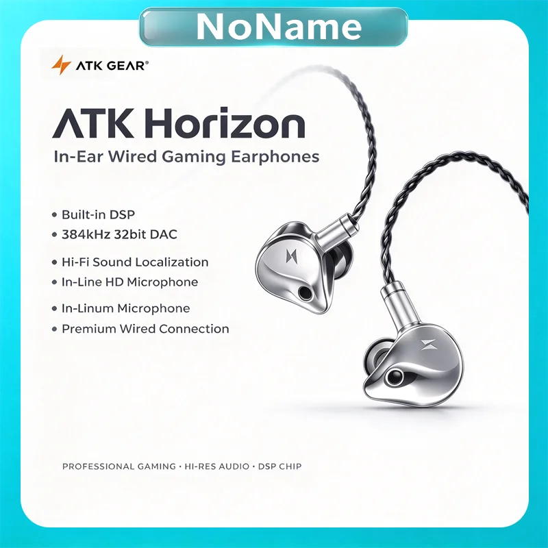 ATK Horizon Wired In Ear Monitor Gaming Headphones HiFi Sound Localization Mic USB Type C DSP 384kHz 32bit DAC Esports White