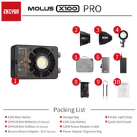 Zhiyun MOLUS X100 pro Pocket Cob Light LED Light 100W for Studio Photography Lamp 2700-6500K with APP Control for Youtube Tiktok