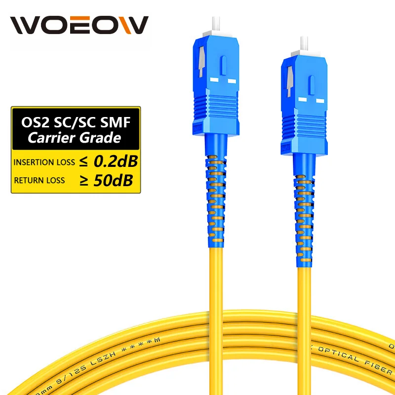 WoeoW OS2 SC a SC UPC Cable de conexión de fibra óptica 3,0mm monomodo Simplex SMF 9/125μm LSZH Cable de conexión óptica