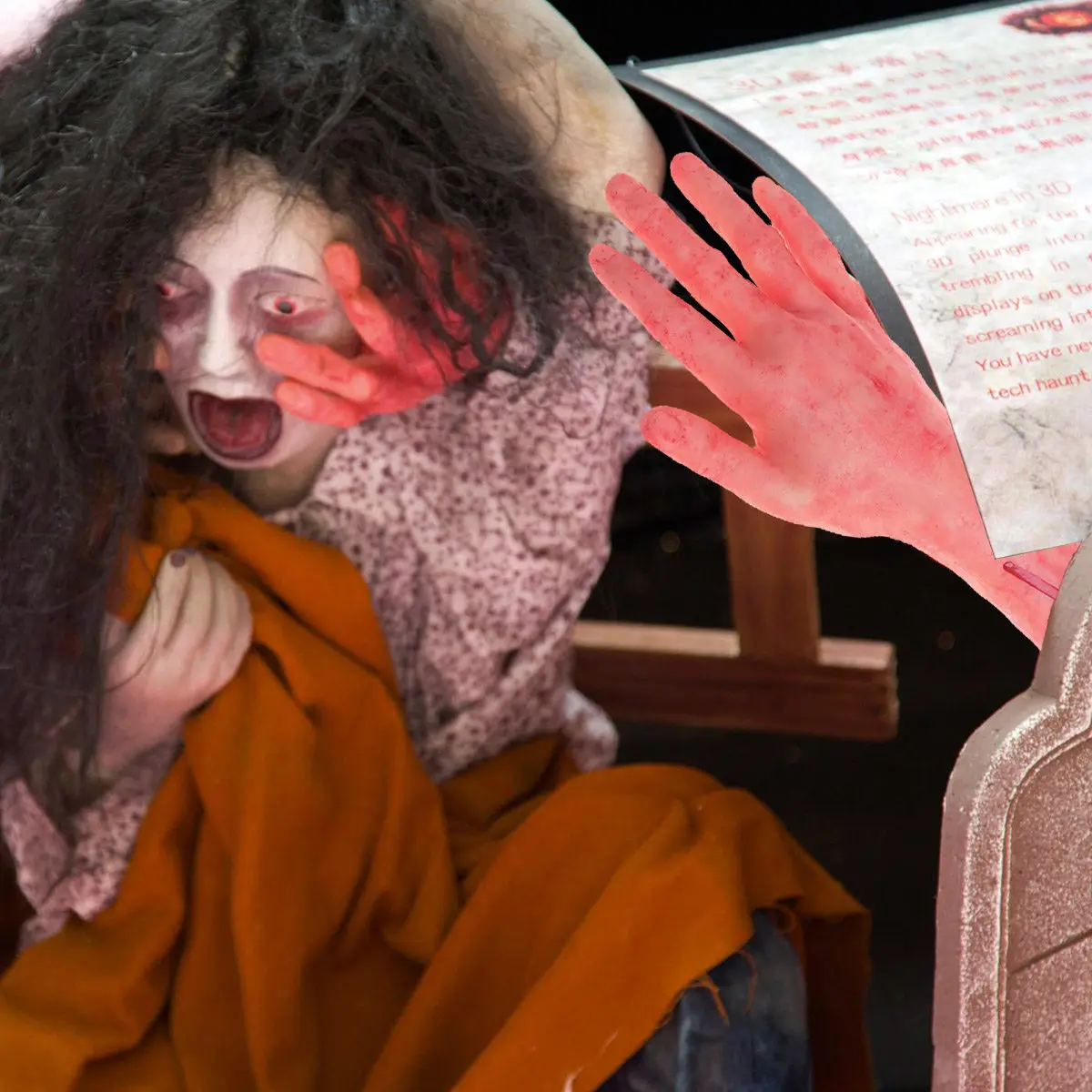 

Длинная кровавая рука-подвеска с эффектом обломков для Хэллоуина, пластиковый реквизит для декораций в доме с привидениями, комнате призраков, на вечеринку, в бар